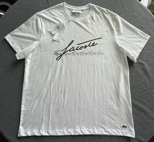 Lacoste Herren Signature & Crocodile Tee T-Shirt XXL Weiß Regular Fit NEU mit Etikett - Bild 1 von 16