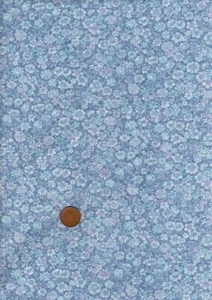 100% Cotton Fabric French Vintage Reversible Floral Geometric Blue Lilac Craft - Picture 1 of 3