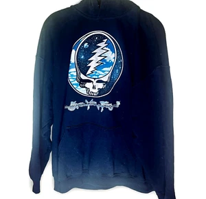 Vtg Grateful Dead Hooded Sweatshirt Space Your Face Liquid Blue Sz XL Navy Blue - Picture 1 of 11