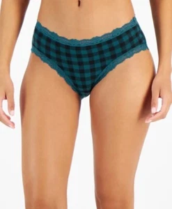Jenni Women's Lace Trim Bikini Underwear Panties Holiday Buffalo Plaid - Picture 1 of 9