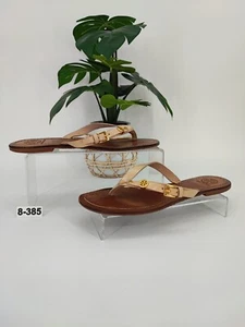 Tory Burch Women's Beige Leather Logo Sandals Size 8M US - Picture 1 of 7