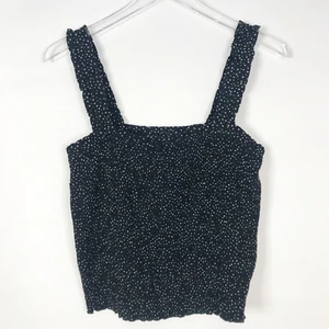 Abercrombie Fitch Top Womens Extra Large Black Polka Dot Crop Tank Y2K Vintage - Picture 1 of 10