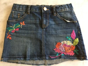 Gap Kids Girls 1969 Tulum Flower Embroidered Medium Wash Denim Jean Skirt 10 L - Picture 1 of 6