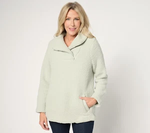 Cuddl Duds Sherpa Fleece 1/4 Zip Pullover Light Green Small - Bild 1 von 2