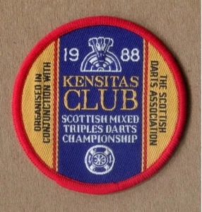 KENSITAS CLUB 1988 Scottish Mixed Triples Darts Championship Vintage CLOTH PATCH - Bild 1 von 2
