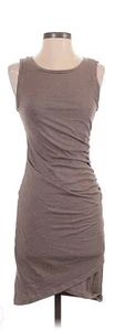 Leith Ruched Body-Con Tank Dress Women's S Mini Dress Tulip Hem Tan - Picture 1 of 4
