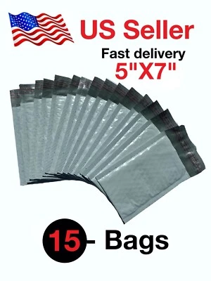 15 Bags, Poly Bubble Padded Envelopes  5" x 7" Mailer Bags, Bag, Envelope - Image 1 of 4