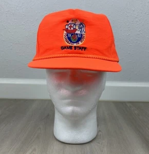 VTG 1992 Rose Bowl Game Staff Neon Orange Trucker Rope Snapback Hat Cap Nylon - Picture 1 of 12