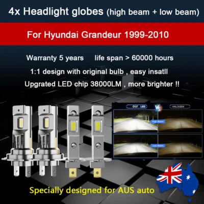 For Hyundai Grandeur 2001 2002 Headlight Globes 4x High dipped beam LED Bulbs A1 - image 1 of 4