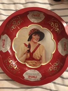 Vintage 1995 Red Metal Coca Cola Tin - Coke Decor - Dish/Bowl Free Shipping - Picture 1 of 2