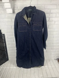 Lauren Ralph Lauren Long Short Denim Blue  Jean Dress Size 12 Cotton  - Picture 1 of 6