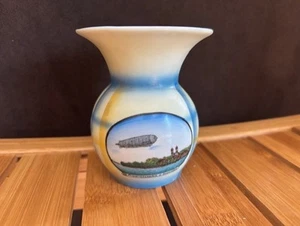 Sm Souvenir Vase Featuring Zeppelin Airship flying over Friedrichshafen Germany - Picture 1 of 5