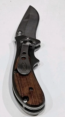 Cuchillo de Bolsillo Sheffield Mango de Madera con Clip de Cinturón Linerlock Hoja de Acero Inoxidable Foto 1 de 4