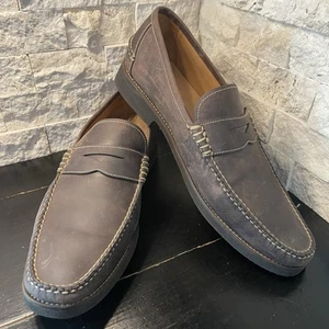 Peter Millar Cuero Cosido a Mano Penny Mocasín Marrón Zapatos Para Hombres Talla 14M Golf - Imagen 1 de 10