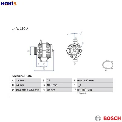 ALTERNATOR 0 986 082 330 FOR FORD AUSTRALIA RANGER/Platform/Chassis/Pickup 2.2L - Image 1 of 4