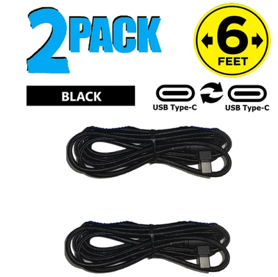 2 Pack C Charger 6ft 90 Degree Fast Cable Nylon Cord for Apple iPhone 15 16 17 - Image 1 of 4