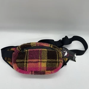 Neu mit Etikett No Boundaries Bauchtasche rosa kariert Fleece Sherpa Gürteltasche Taille Crossbody - Bild 1 von 11