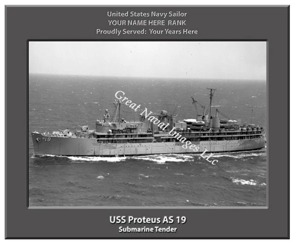 USS Proteus AS 19 Personalized Canvas Ship Photo Print Navy Veteran 2 - Image 1 of 1