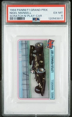 1984 Panini F1 Grand Prix Scratch N Play Nigel Mansell RC PSA 6! POP 5, 1 higher - Image 1 of 3
