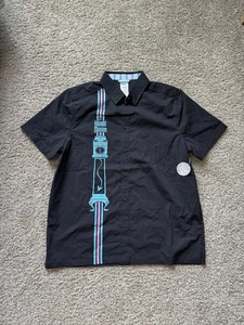 Camicia da campeggio Disney Parks Haunted Mansion Glow In The Dark nera con bottoni taglia M nuova con etichette - Foto 1 di 7