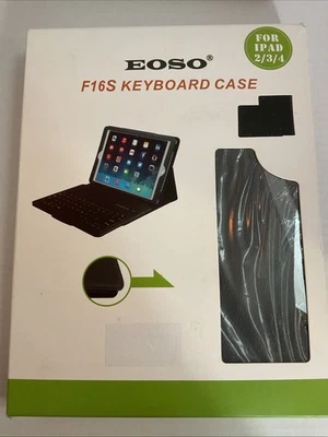EOSO Black PU Leather Keyboard Case for iPad 2/3/4 F16S Apple Fit 7.5” X 9.5” - Image 1 of 4