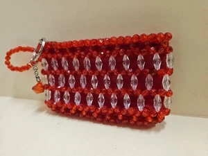 Filipinas Hecho a Mano Cuentas ROJO Bolso sin asas Muñequera Cartera Bolso 2.5 x 4.5" - Imagen 1 de 8