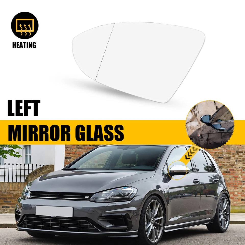 Espejo retrovisor térmico delantero izquierdo del lado del conductor de vidrio 1 pieza para Volkswagen Golf 2015-2021 EE. UU. Foto 1 de 4