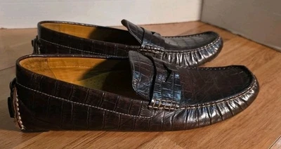 Cole Haan Howland Penny Loafer Driving Shoe Mens 10.5 Brown Embossed Leather Moc - Image 1 of 4