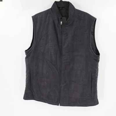 Corneliani ID Reversible Vest mens 44R Wool faux suede wool Quilted Leather Trim - Image 1 of 4