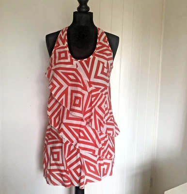 Oasis Red & White Tiered Ruffle Sleeveless Top Dress UK 8-10 *exc cond* y2k vtg - Image 1 of 4