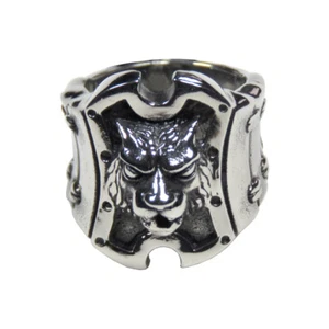 Men's Stainless Steel Lion Ring with Chain Accents - Picture 1 of 3
