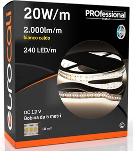 1X Striscia LED Monocolore 1200 LED 100W 240 Led/Metro Bobina Da 5Mt IP20 Da Int - Foto 1 di 12
