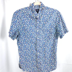 Camisa J Crew Para Hombres Pequeña Azul Flexible Lavada Floral Abotonada - Imagen 1 de 8