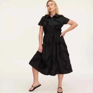Size 2X Kate Spade NY X Target Black Women's Ribbon Short Sleeve Midi Shirtdress - Picture 1 of 4