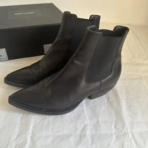 SAINT LAURENT Theo Leather Chelsea Boots Black 38.5 $995 - Picture 1 of 11