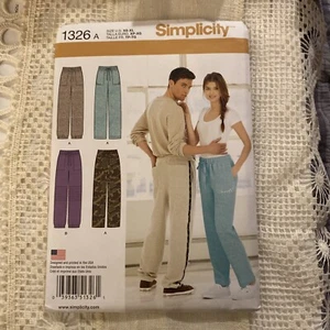 Simplicity Sewing Pattern 1326 Misses and Mens Trousers size XS-XG uncut FF - Picture 1 of 4
