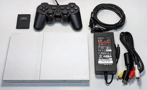 Sony PlayStation 2 PS2 Slim Ceramic White Console Bundle, NEW LASER, REFURBISHED - Picture 1 of 12