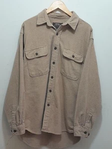 Moose Creek Mens Heavyweight Work Outdoor Size Large Hunting Flannel Shirt Tan - Picture 1 of 6
