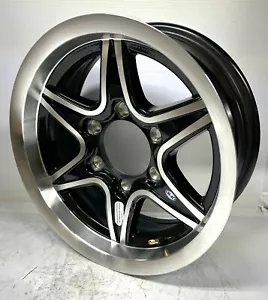 15" Inch 6 Lug Alloy Black Machined Utility Trailer Wheel BM15655ALLOY - Bild 1 von 3