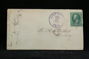 Ohio: Casstown 1879 3c Banknote Cover, Violet CDS, Fancy Star Cancel, Miami Co - Picture 1 of 2