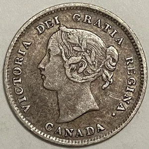 1901 Canada 5 Cents Half Dime Silver Coin - Queen Victoria - Picture 1 of 2