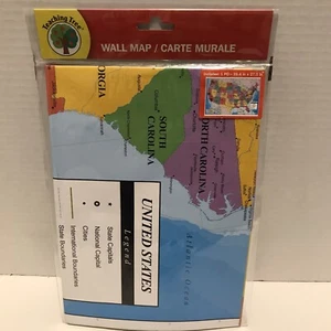 Teaching Tree United States Wall Map 39.4" x 27.5" State Capitals Cities ~ NIP - Picture 1 of 3