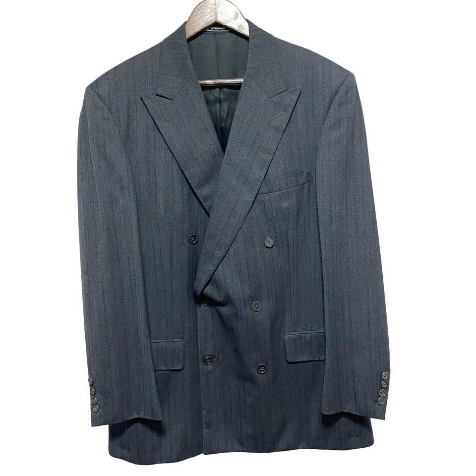 Chester Barrie Barneys винтажный блейзер мужчин 42L серый двубортный шерсти Super 100s - Изображение 1 из 4