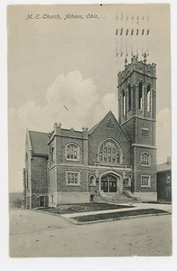 Vintage Postcard 1910 Ohio Athens ME Church Posted Marietta Pub M Weixelbaum - Picture 1 of 2