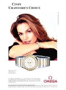 OMEGA WATCH MAGAZINE promo ad #030 ORIGINAL CINDY CRAWFORD - Picture 1 of 15