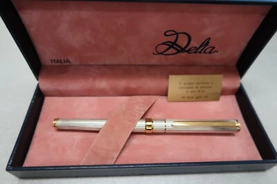 Delta Sterling Silver Fountain Pen 18 Kt. Fine Point Nib New In Box Vintage - Image 1 of 4