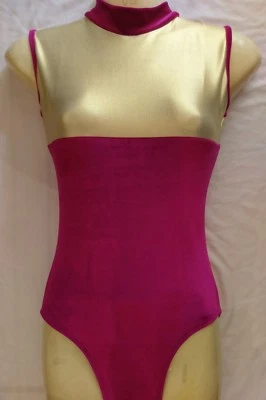 Dance Gymnastics Velour Velvet Magenta Leotard turtle neck, All sizes - Image 1 of 3