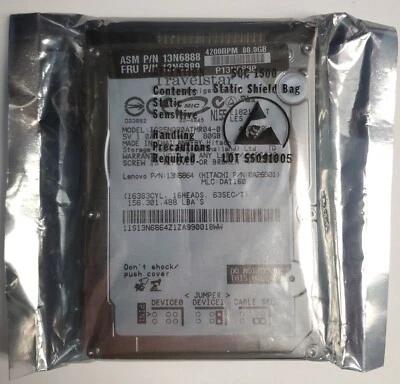 NEW IBM Travelstar 80GB 2.5" IDE 4200 RPM Hard Drive 13N6888 13N6889 ThinkPad - Image 1 of 3
