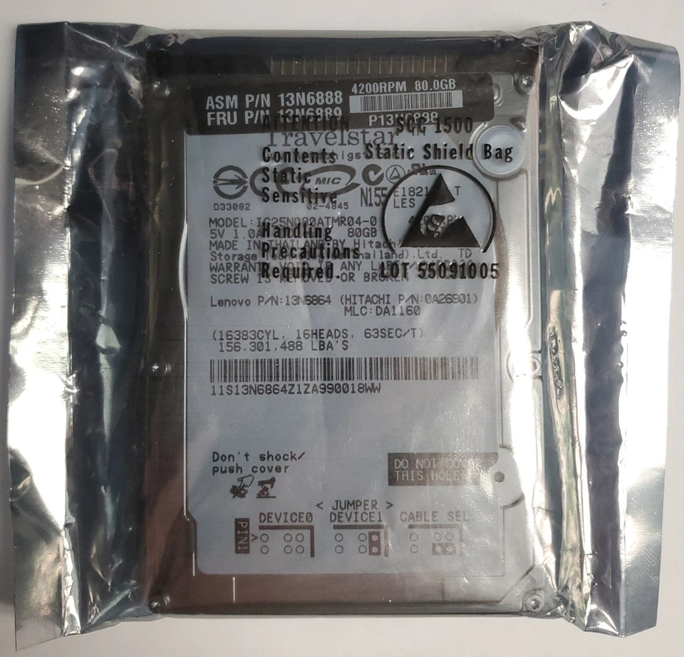 NEW IBM Travelstar 80GB 2.5" IDE 4200 RPM Hard Drive 13N6888 13N6889 ThinkPad - Image 1 of 3