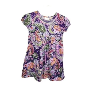Girl's Hanna Andersson Floral Paisley Dress Purple Pink Green 130 Sz 8 52-64 lbs - Picture 1 of 7